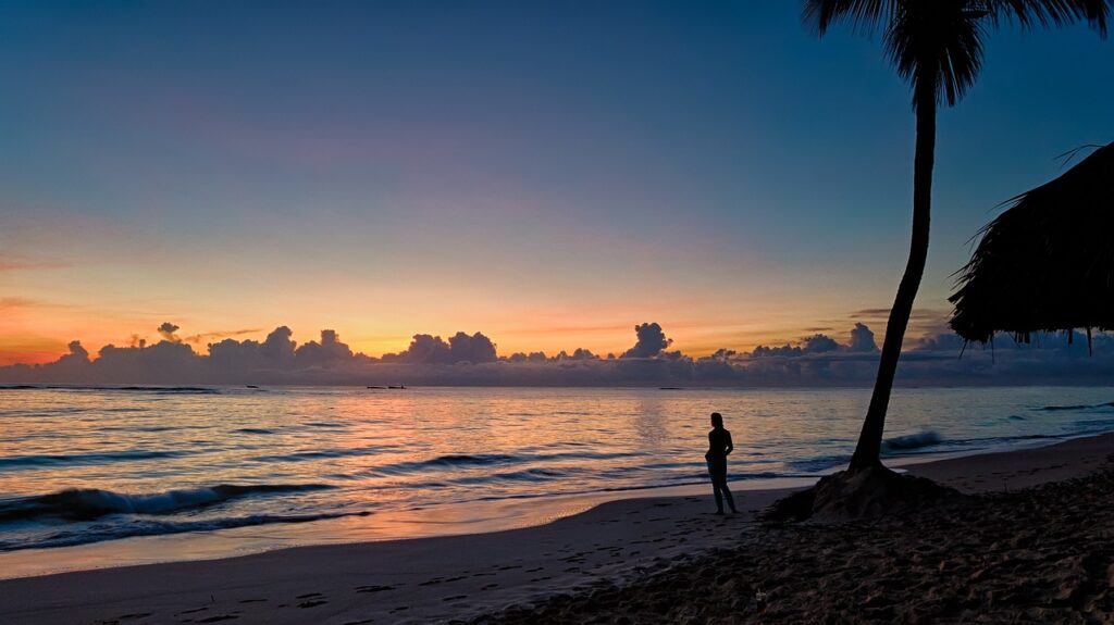 sunrise, beach, horizon