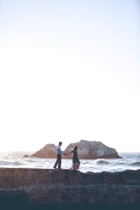 couple, engagement, sunset