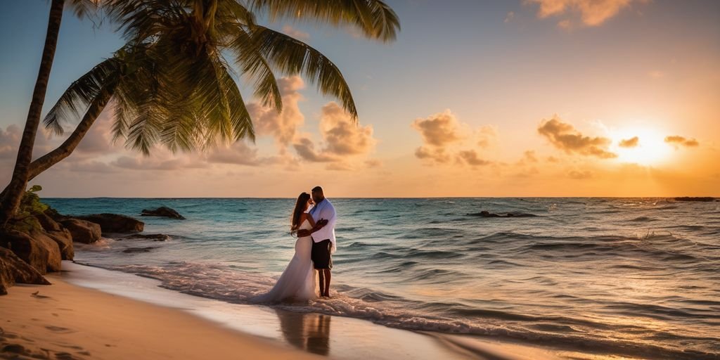 romantic couple sunset beach Dominican Republic