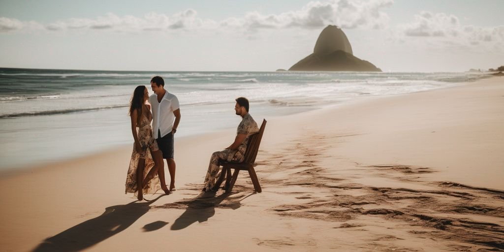 romantic couple on beach in Brazil