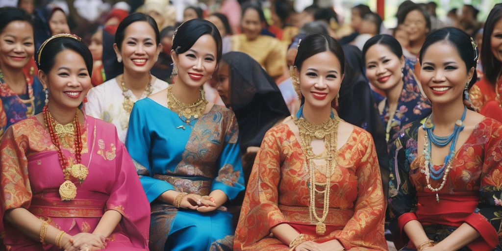 Malaysian women in traditional attire, cultural activities