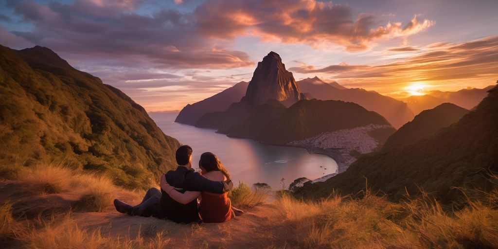 romantic couple sunset South America