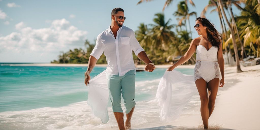 happy couple in Dominican Republic beach