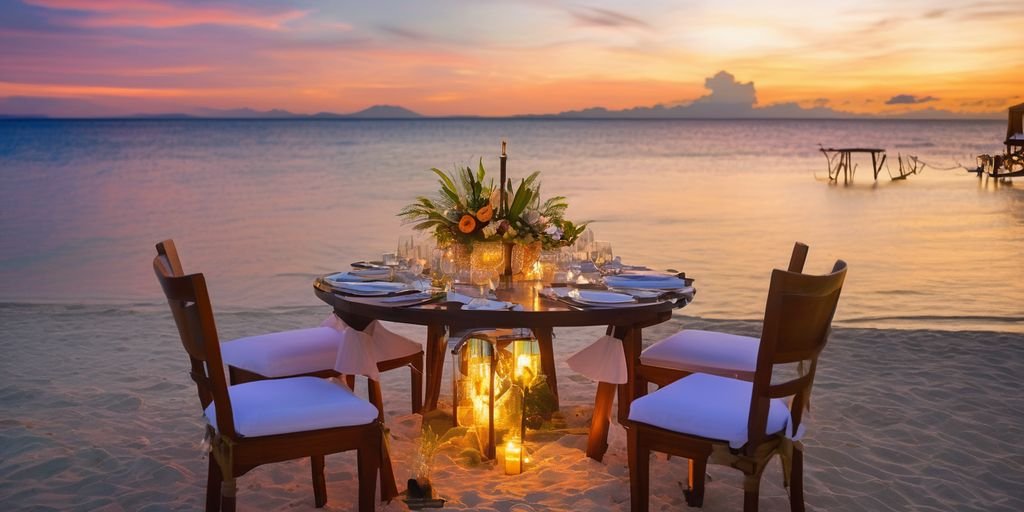 romantic dinner on a beach in Cebu