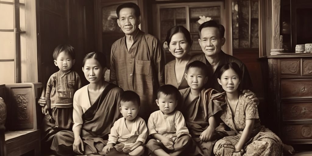 Thai family together at home