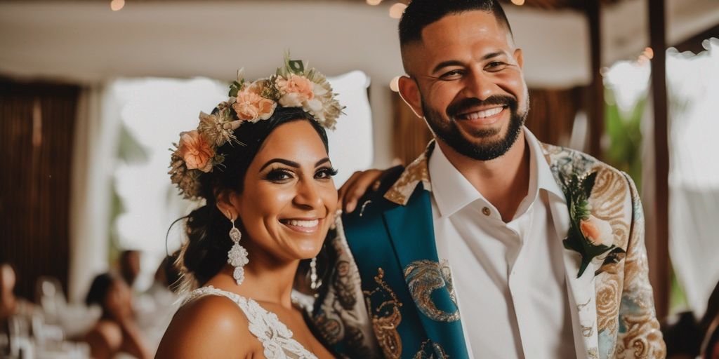 Brazilian wedding celebration with diverse couple