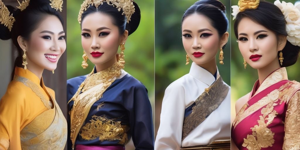 Thai and Western women in traditional and modern attire