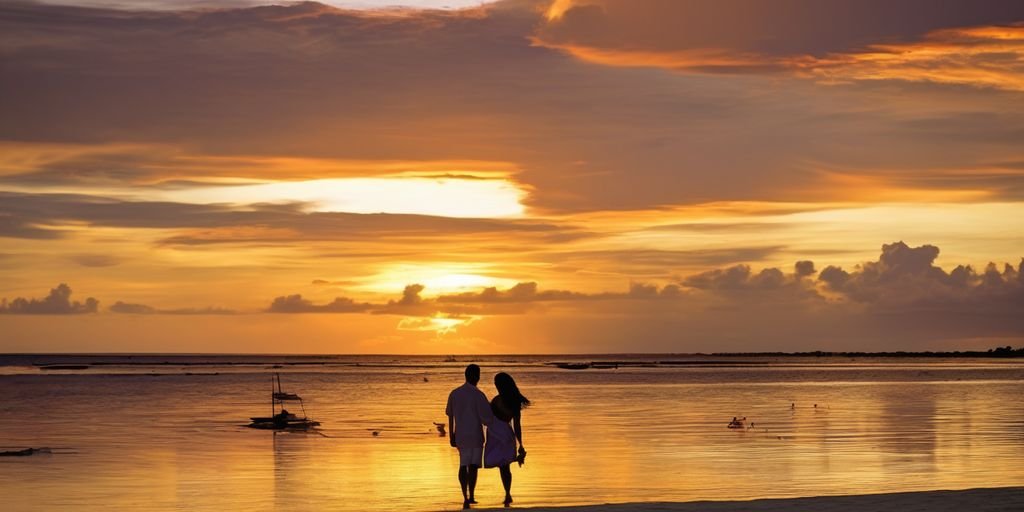 romantic couple sunset Bohol beach