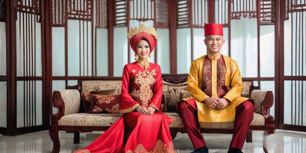 Malaysian couple traditional clothing