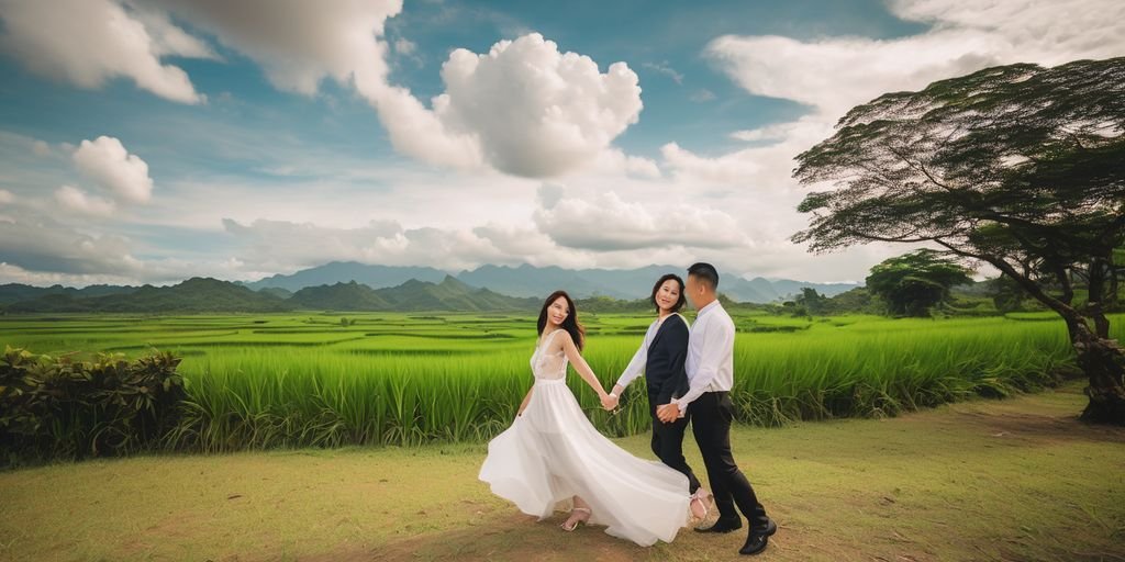romantic couple in city and countryside Philippines