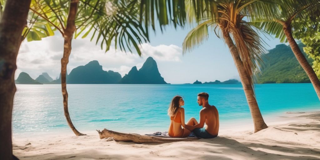 couple in love on a tropical island