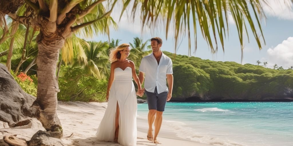 tropical island beach couple