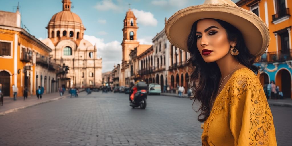 beautiful Mexican woman in a charming city