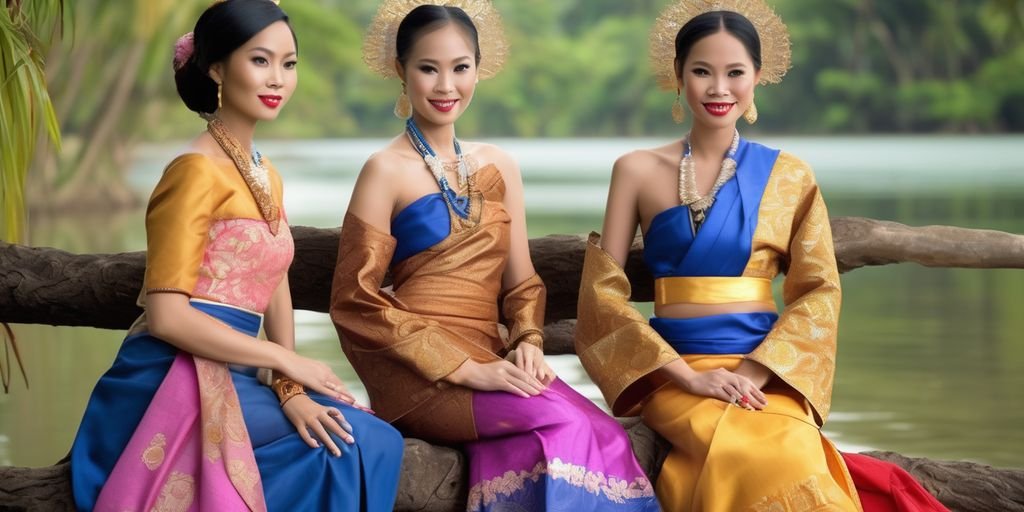 Filipina and Thai women in traditional attire, cultural background, Southeast Asia