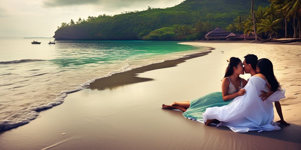 romantic couple beach Indonesia