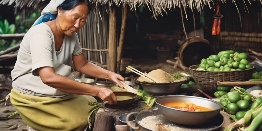 Asian island woman cooking