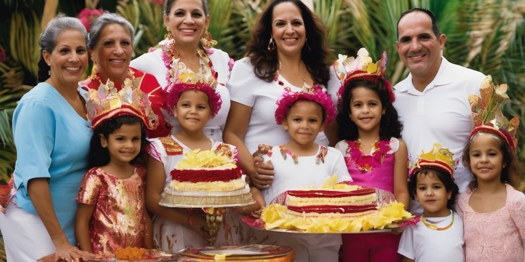 Puerto Rican family celebrating traditional festival
