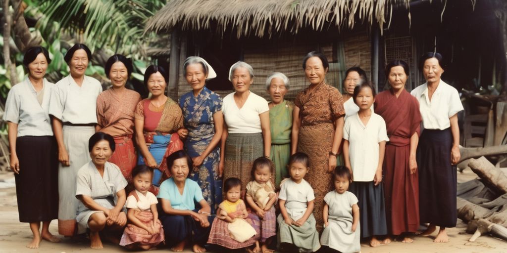 Asian island women with family