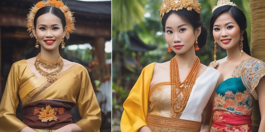 Filipina and Thai women in traditional attire