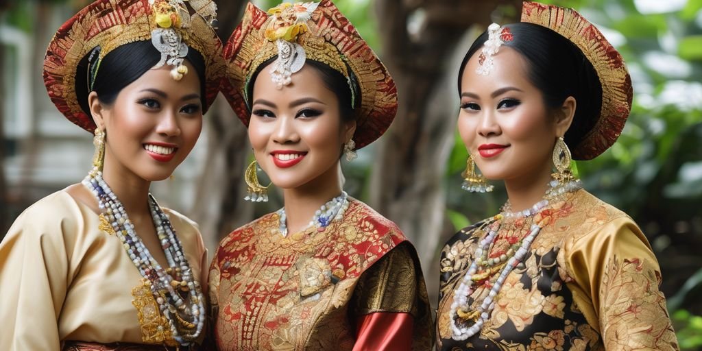 Indonesian women in traditional attire