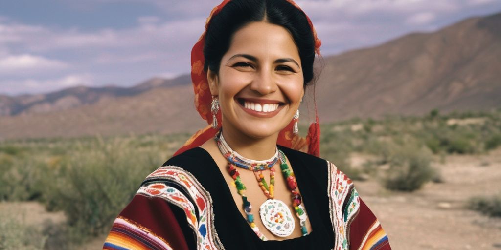 Mexican woman smiling in traditional dress