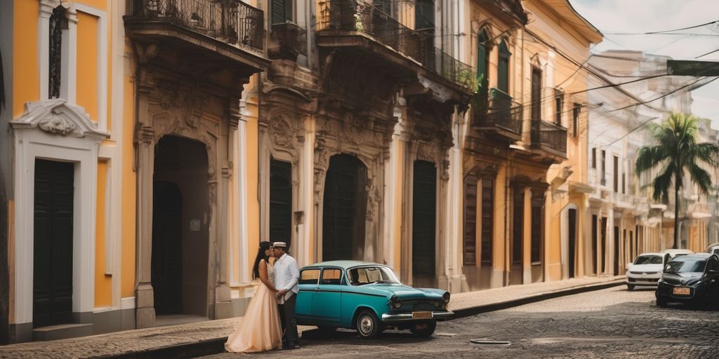 romantic couple in a Brazilian city