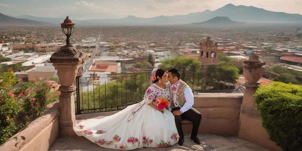 traditional Mexican couple in a picturesque city