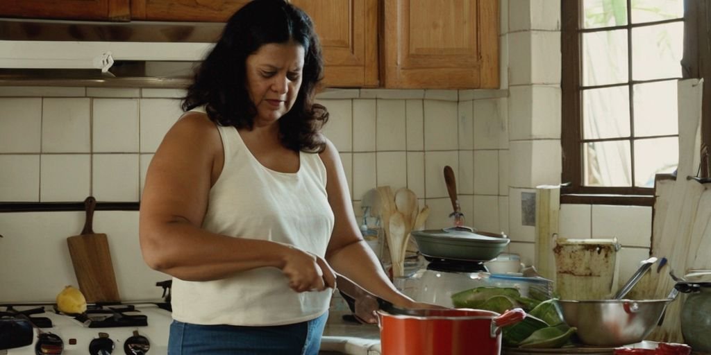 Puerto Rican woman cooking in a kitchen
