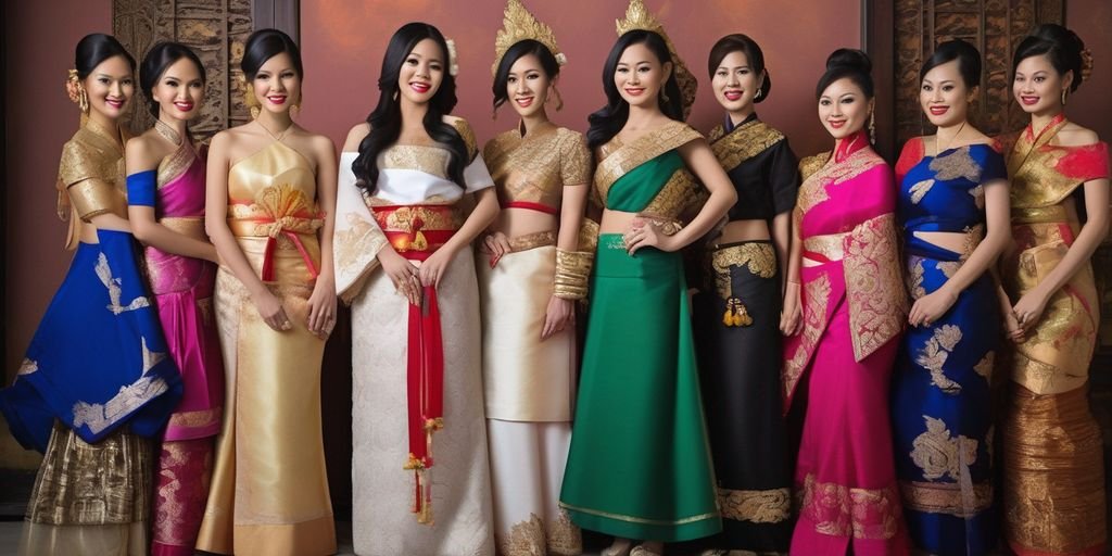 Filipina and Thai women in traditional attire