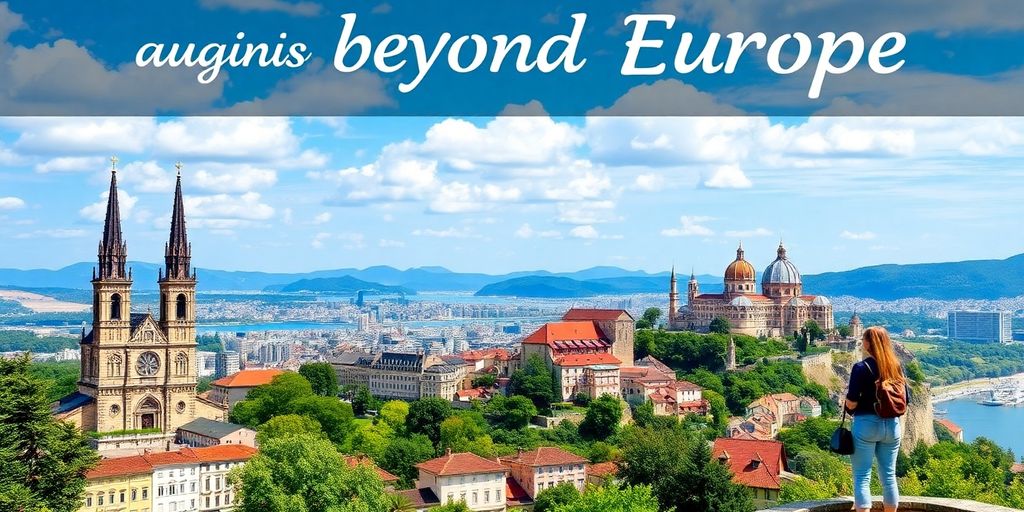 Traveler exploring beautiful European landscapes and landmarks.