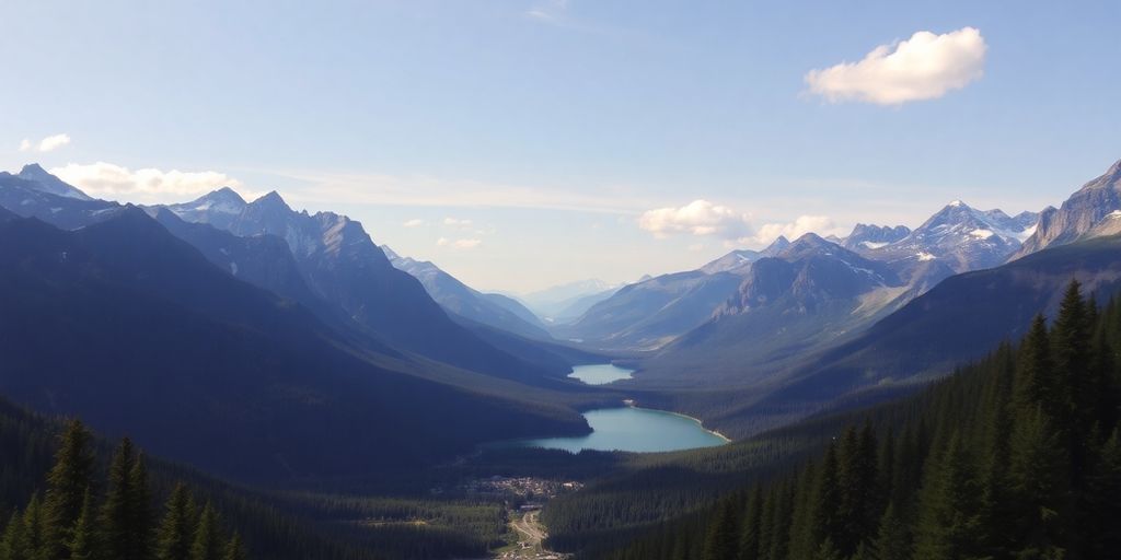 Stunning North American landscape with mountains and lakes.