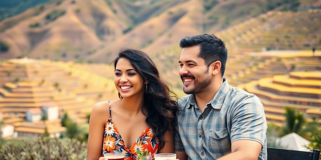 Couple on a romantic date in South America.