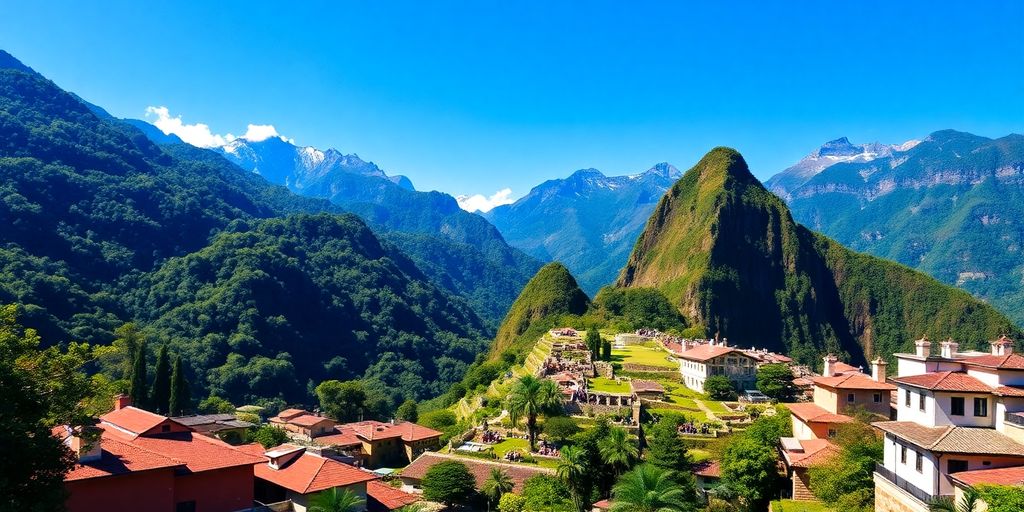 Scenic view of South America with mountains and greenery.