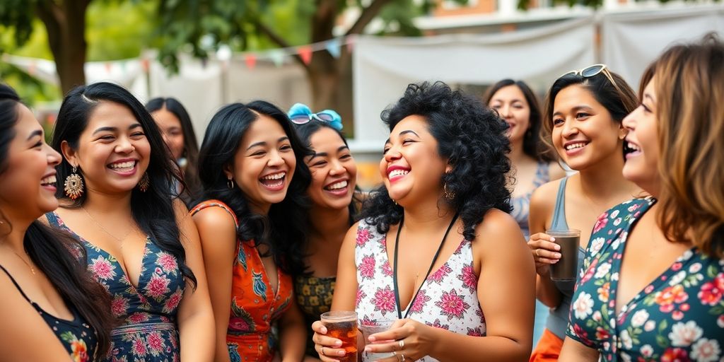 A group of smiling Latina women at a gathering.