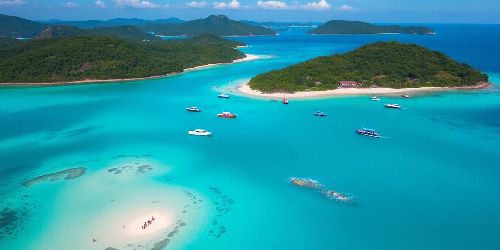 Aerial view of Colombia's beautiful island landscape.