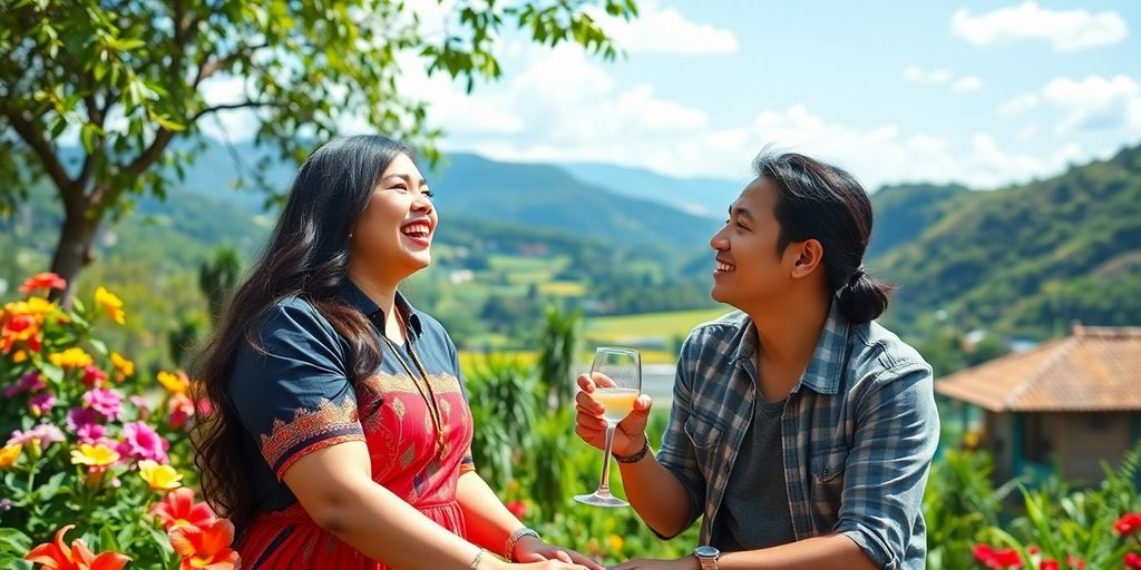 Couple on a romantic date in South America.